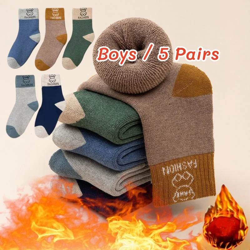 Winter Socks Baby Socks 5 Pairs /bag Warm Cotton Cartoon Socks Kids Girls Boys Thicken Sock