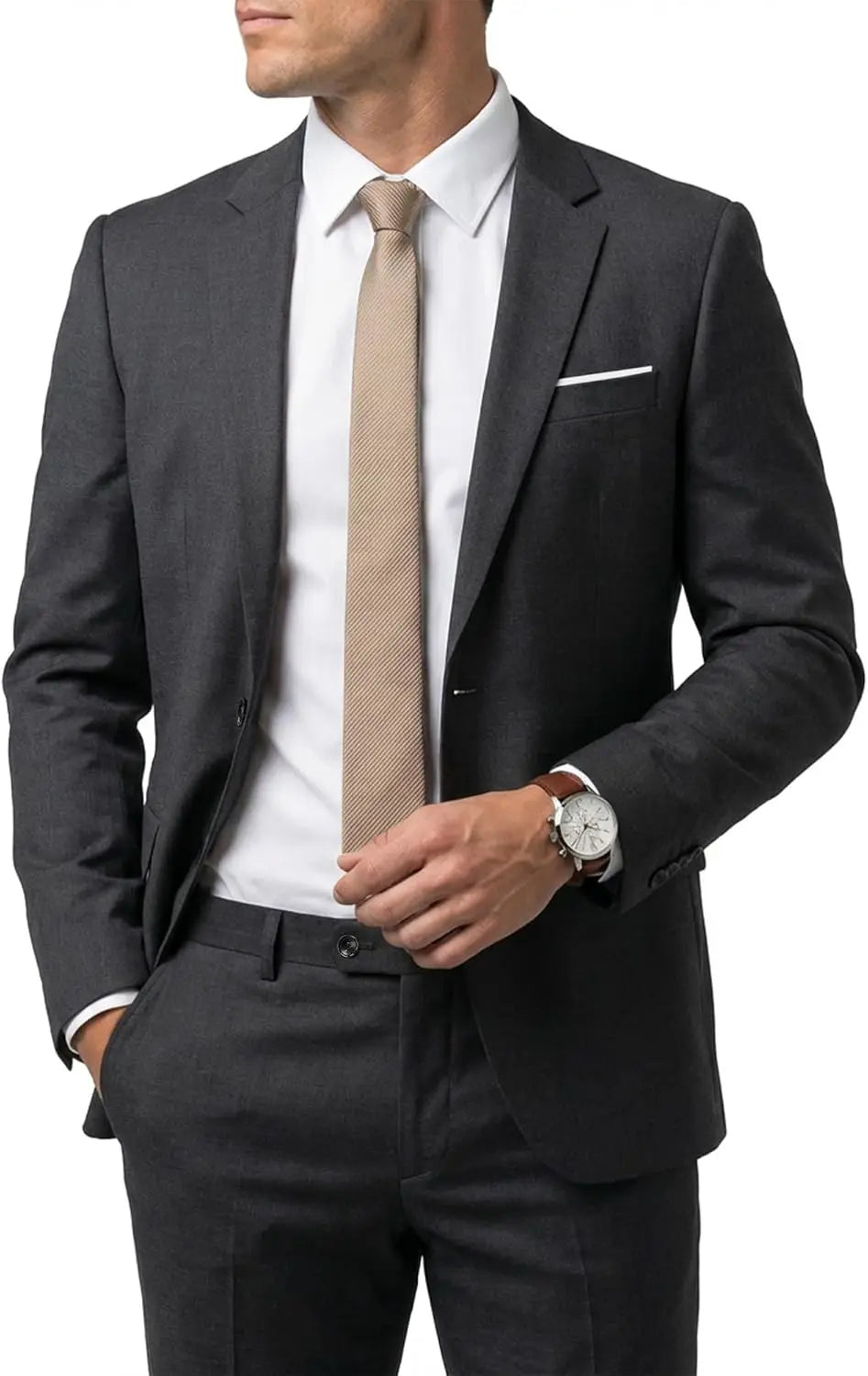 Men's 2 Piece Suit  One Button Slim Fit Solid Jacket  Pants Set Suits for Men Party Wedding Prom  Business