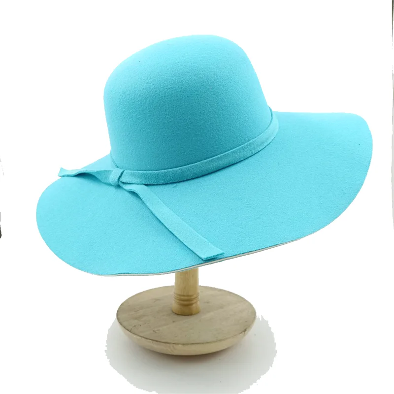 Women Hat  Autumn Winter Vintage Floppy Hat Women Elegant Felt Fedora Hat Wide Brim Sun Cap British Style Fedoras Felt Floppy