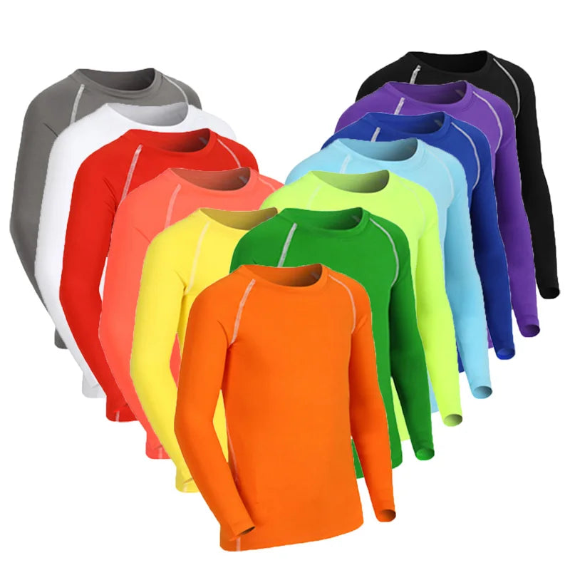 Kids Children Boy Girl Sport Running Long T Shirt Fitness Basketball Football Gym Sportswear Soccer Hiking Undershirt Jerseys K1
