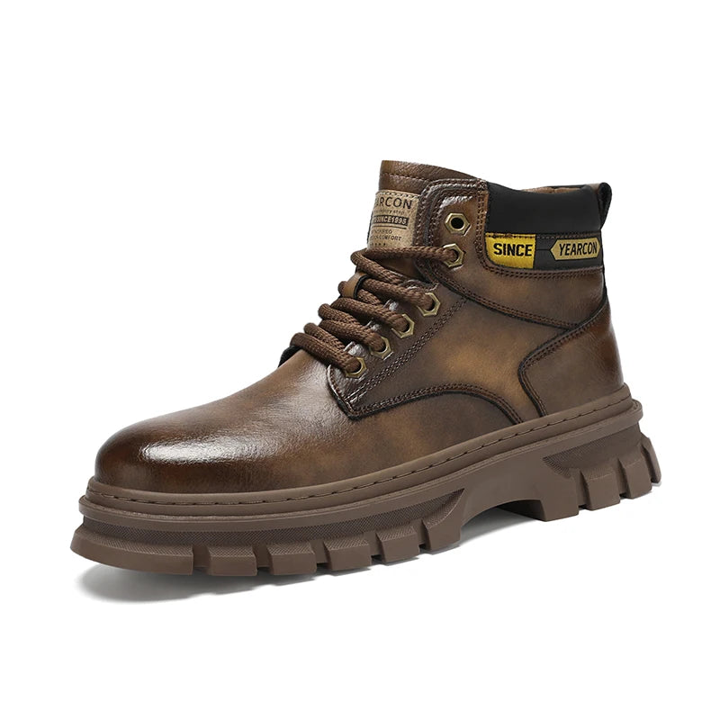 Men's British casual boots four seasons high-top soft sole non-slip comfort outdoor walking shoes fashion youth Joker work boots