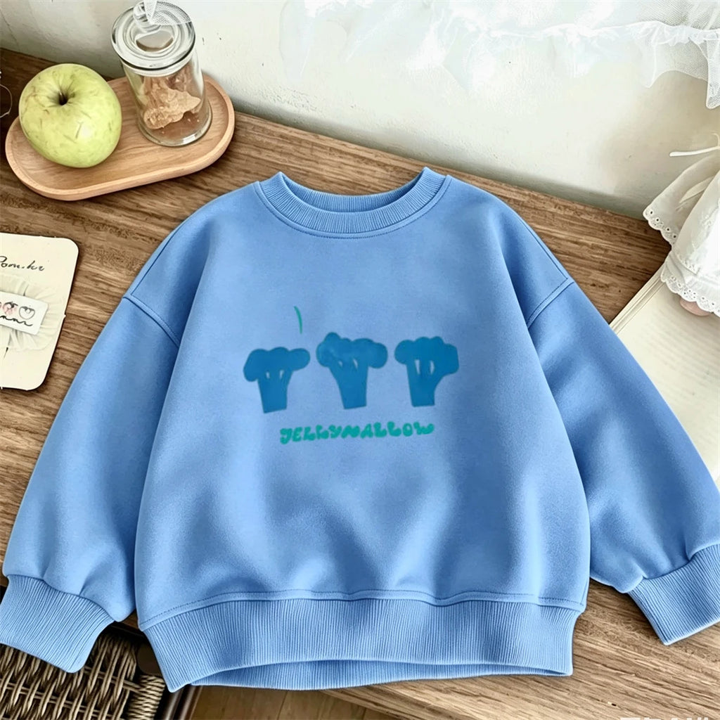 Kids Spring Autumn Hoodie Lovely Fashion Pullovers Round Neck Base Shirt Infant Solid Color All-match Sweatshirts Outer Wear
