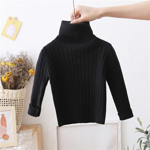 1-5Years Winter Kids Clothes For Girls Knit Sweater Turtleneck Children's Pullover Sweaters Casual Baby Girls Clothing 2023 New