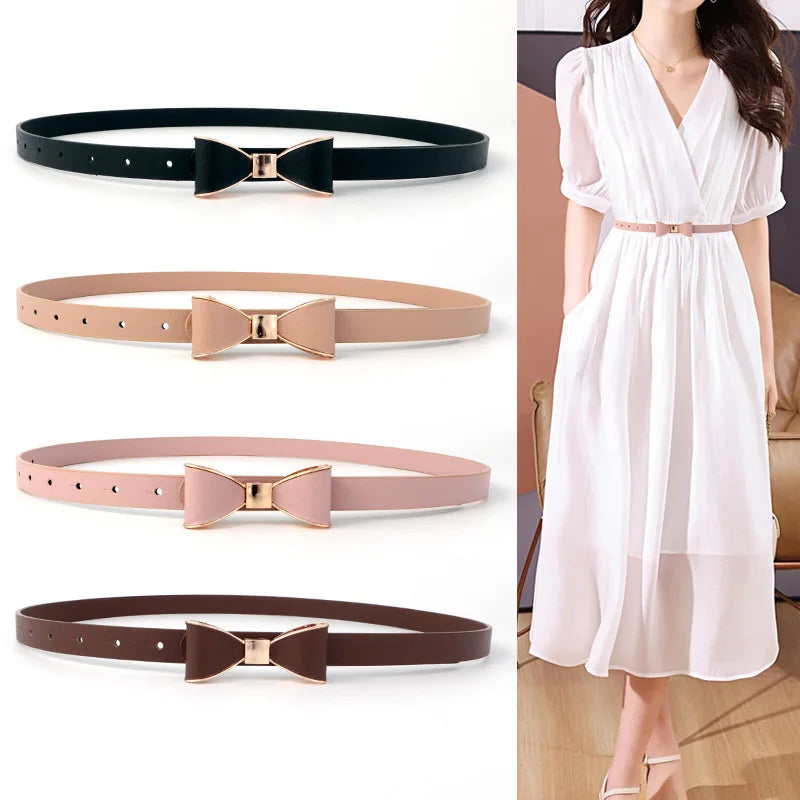 Women's Belts New Bow Solid Color Simple Elegant GentleVersatile Belt Dress Fashionable Girls  Jeans Accessories