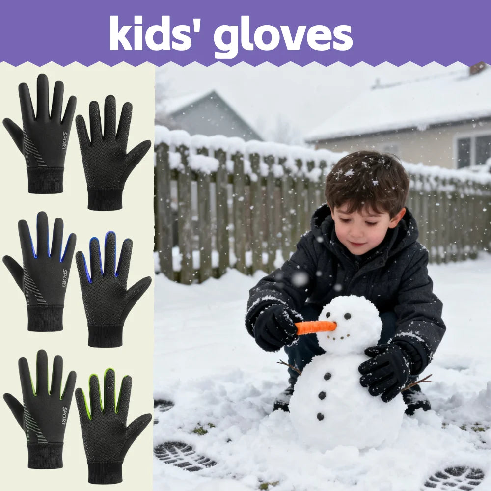 Children's winter gloves, suitable for boys and girls aged 5 to 12. Winter sports gloves - plush lining, cycling, skiing