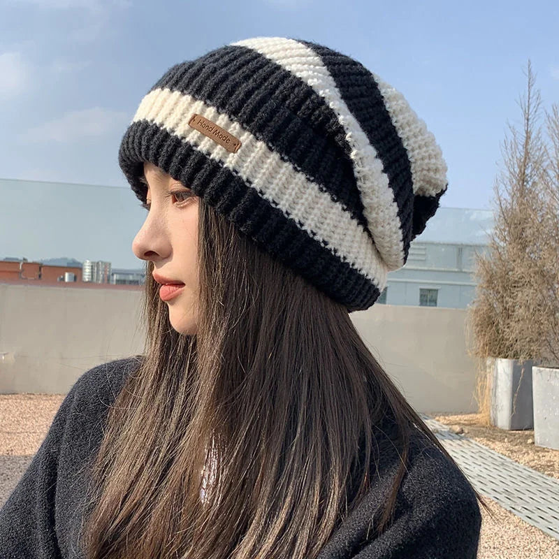 NEW Winter Warm Hats For Women Casual Stacking Knitted Bonnet Caps Men Hats Stripe Hip Hop Unisex Female Beanies