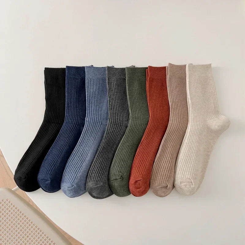 Mens Socks Casual Fashion  Men Business Male Breathable Elastic Cotton Long Socks Solid Color Black Blue Gray SocksAutumn Winter