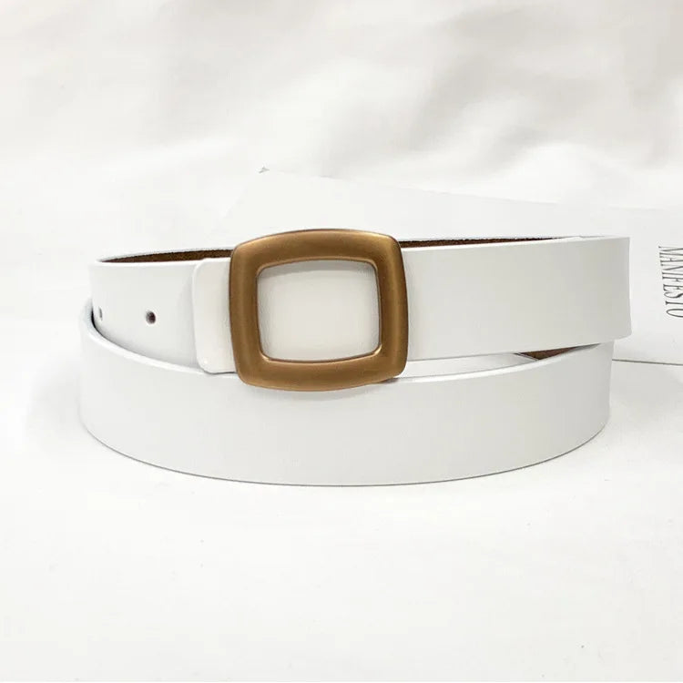 2021 New Belts for Women Genuine Leather Luxury Designer Jeans Belt Female Waistband Fashion Square Metal Buckle Belt Lady Black