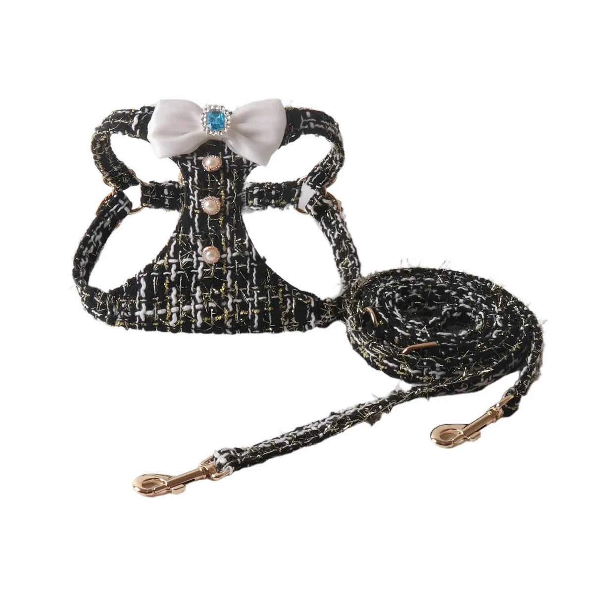 Princess-Style Pet Harness & Leash Set | Cute Bow Decor | Outdoor Walking Gear for Small Dogs