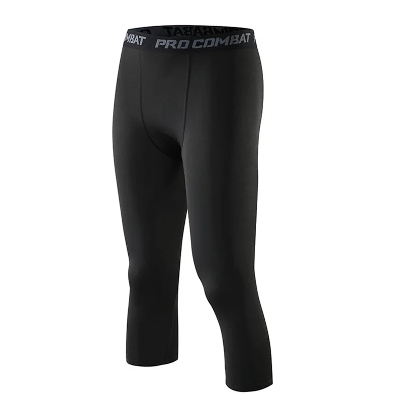 Men's Sports Cropped Pants Sportswear, Running Leggings Gym Leggings Male Compression Sweatpants MenCropped Capri Trousers