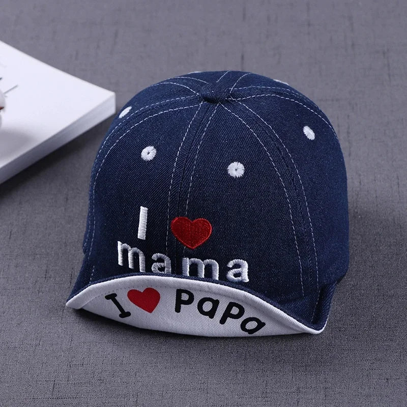 Baby Denim Baseball Cap I Love Mama  Summer Hat Kids Sun  For Boys And Girls Letter Children's Hats s