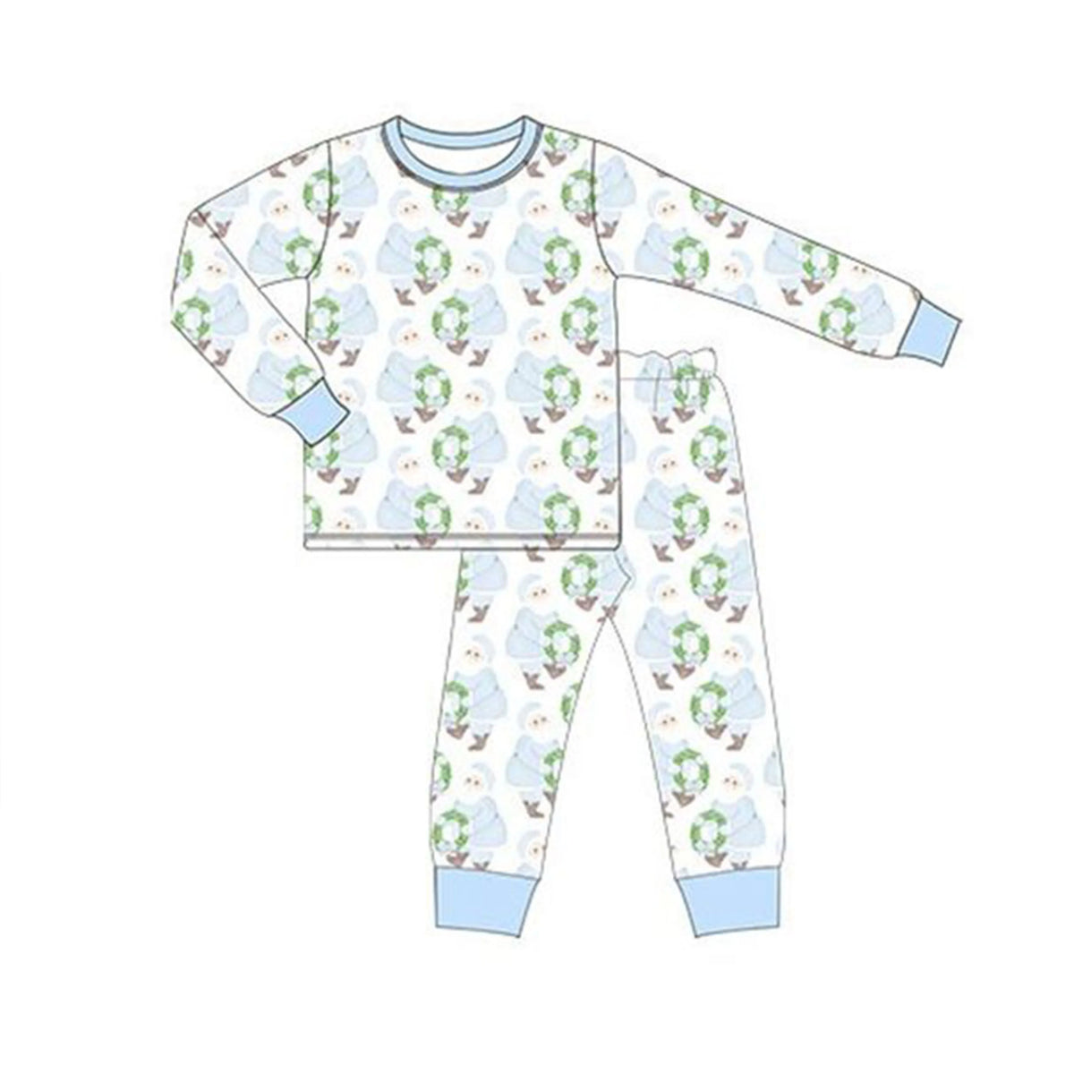 Wholesale Children Christmas Pajamas Long Sleeves Baby Girl Boy Santa Shirt Set Kids Pants Toddler Outfit Nightwear Sleepwear