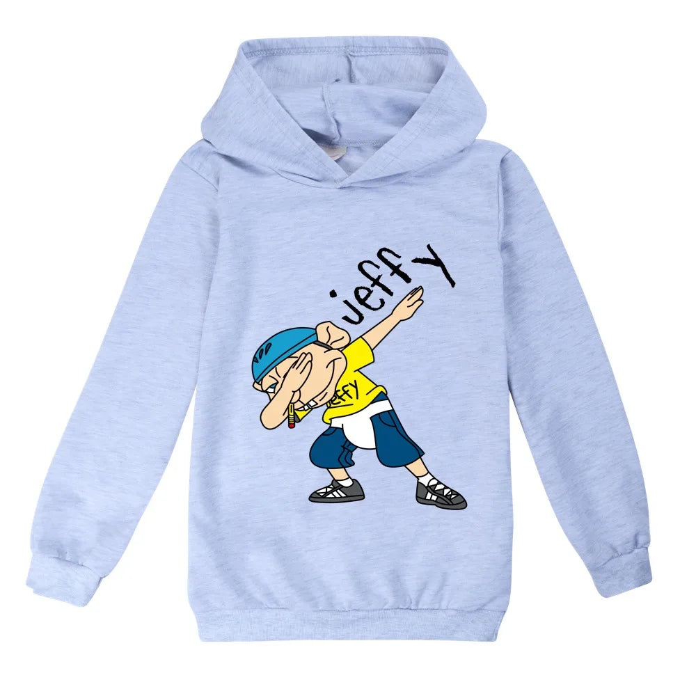 2026 Autumn Anime Jeffy Puppet Hoodies Teenager Boys Hoodie Kids Sweatshirts Girls Leisure Outwear Children Pullovers Streetwear