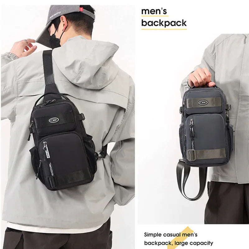 Men's Cycling Backpack, Men's Chest Bag, Casual Men's Shoulder Bag, Lightweight Large Capacity Crossbody Fishing Bag
