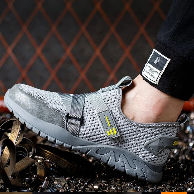 Men's Safety Shoes Anti Smash Anti Puncture Mens Work Shoe Breathable Labor Protection Shoes Wear Resistant Summer Men Shoes