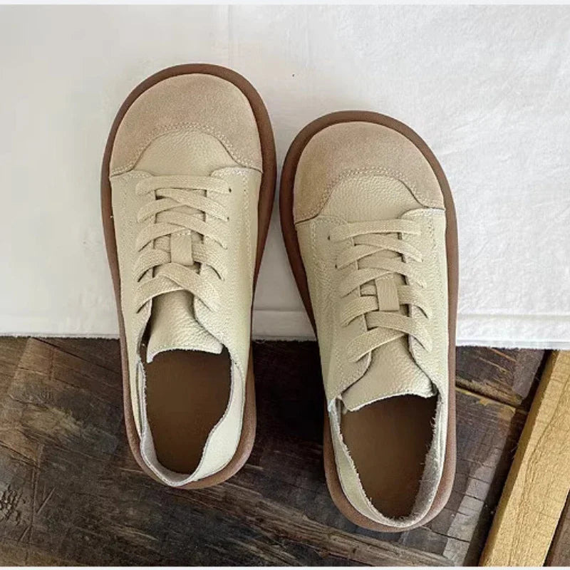 Women's Loafers Vintage Pu Leather Flats Fashion Soft Half Slippers Autumn Moccasins Slip on Women Driving Shoes Lazy Footwear