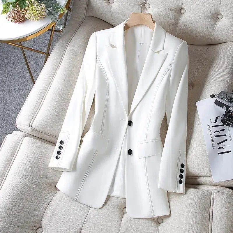 Bright Line Decoration Suit Jacket Women's 2025 New Spring Autumn Women's Clothing Fat Sister Slim Thin Blazer Suit Jacket Top