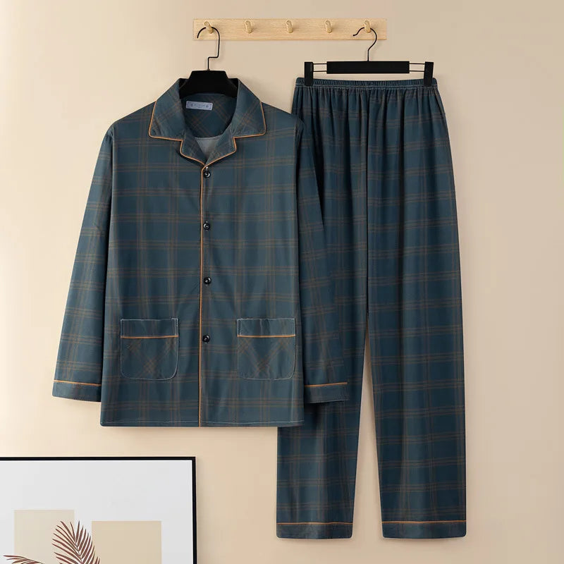 New Men Spring Autumn Long-sleeve Pants Pajamas Boy Student Homewear Man Casual Home Outfit Set Gent Sportswear Set Worn Outside