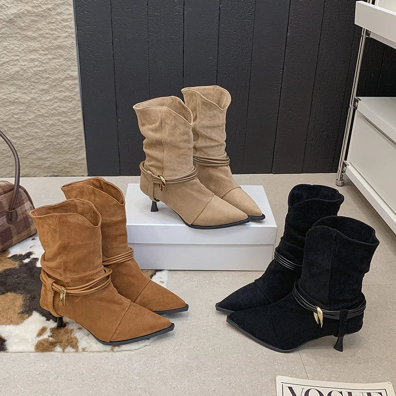 Women's Short Boots - 2026 New Fall/Winter Pointed Toe Low Heel Padded Boots