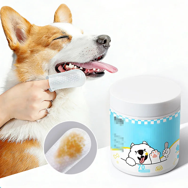 Pet Teeth Cleaning Finger Wipes, Natural Plant Extract, Dog Cat Oral Care, Remove Tartar Freshen Breath, Pet Grooming Supplies