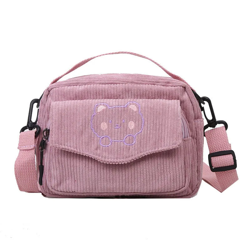 2024 New Girls Cute Bag Kids Cartoon Bear Single Shoulder Bag Children 4 Colors Embroidery Messenger Bag