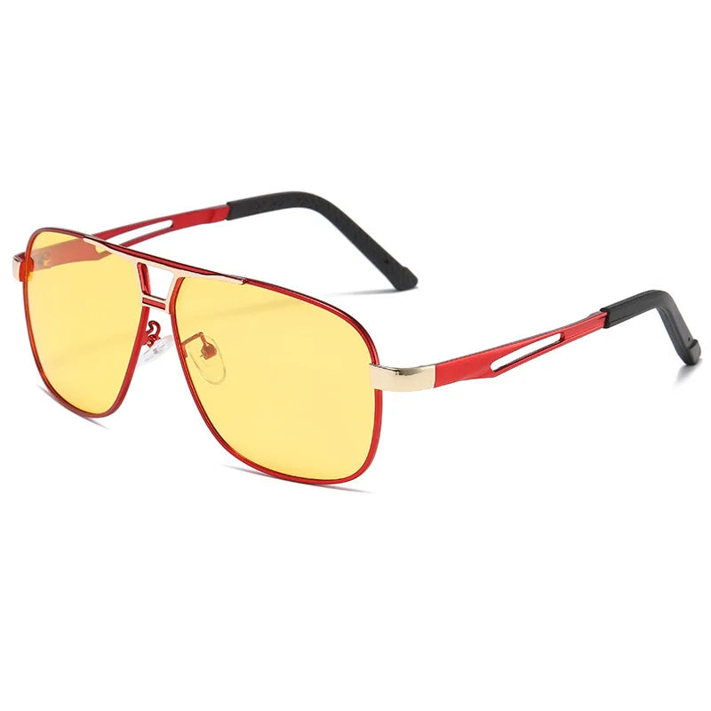 Night Vision Driving Glasses for Men Fashion Double Beams Sunglasses Male Metal Frame Day and Night Polarized Googles UV400