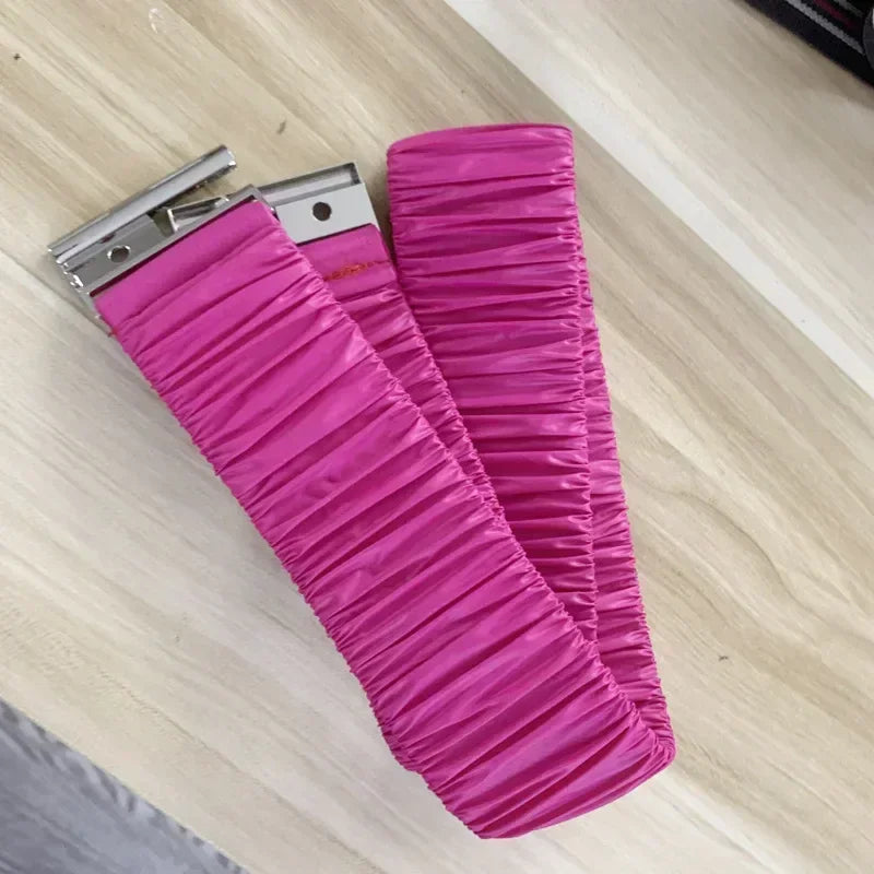 Colorful Women Elastic Band Wide Belts Simple Down Coat Waist Belt Female Buckle Black Strap Dress Decoration Accessories