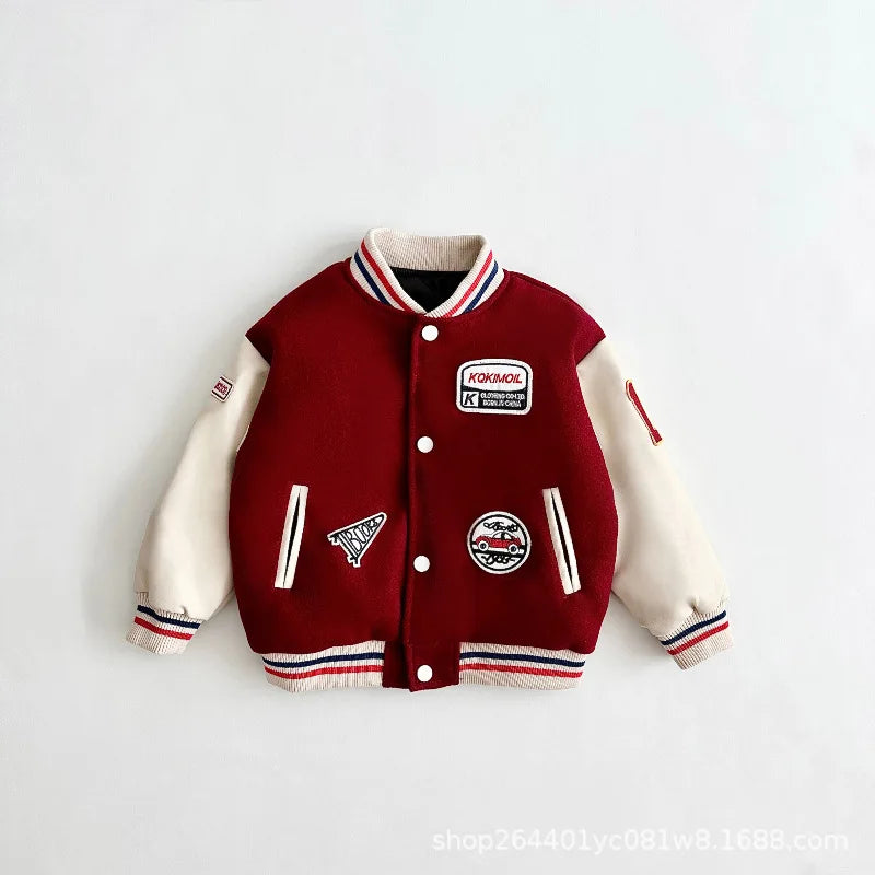 2024 New Children's Baseball Jacket with Cotton Coat for Boys and Girls, Small, Medium, and Large Children's Autumn/Winter Weste