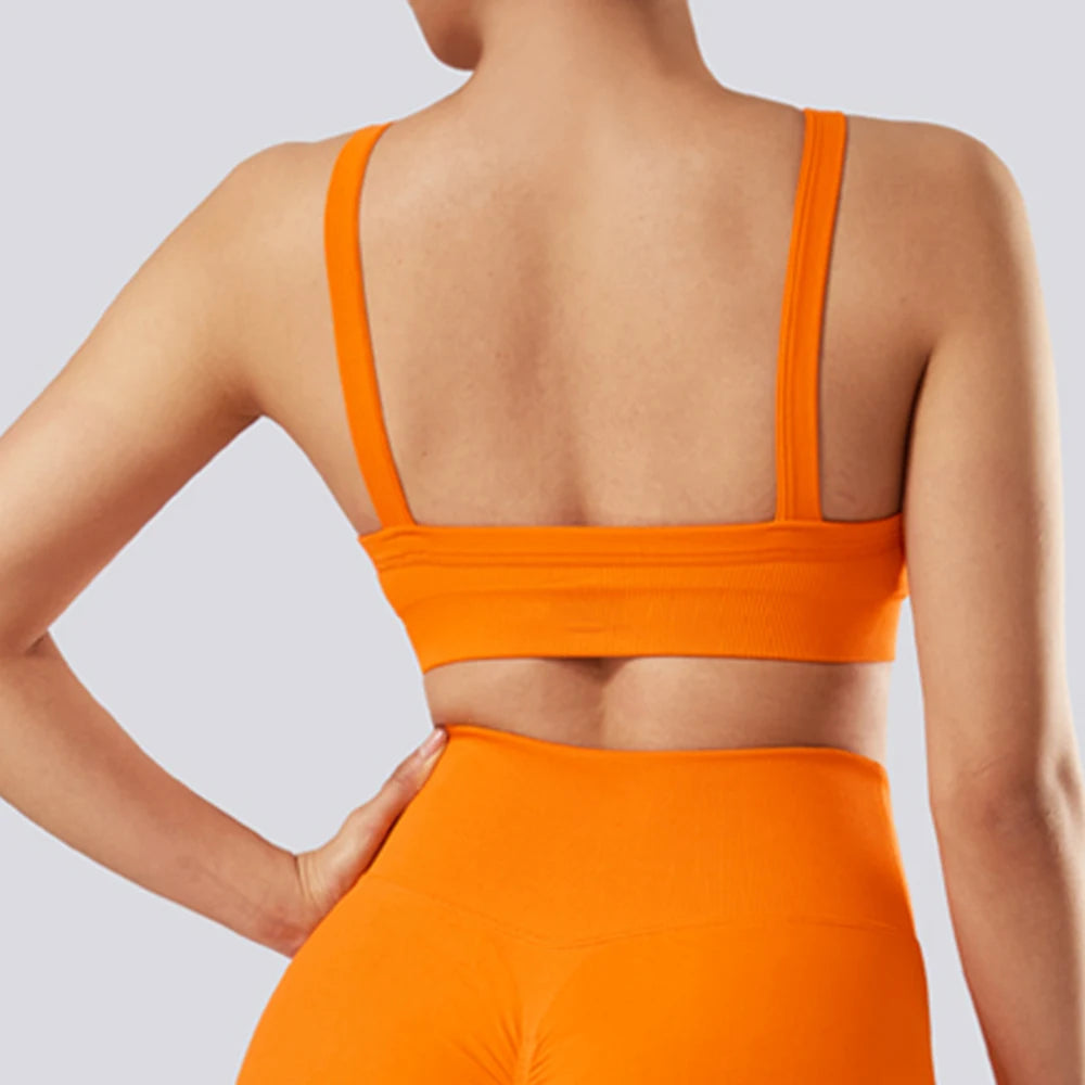 Backless Sportswear Woman Gym Sports Bra Seamless Underwear Woman  Inner Padded Yoga Vest Bralette Push Up Yoga Bra Female