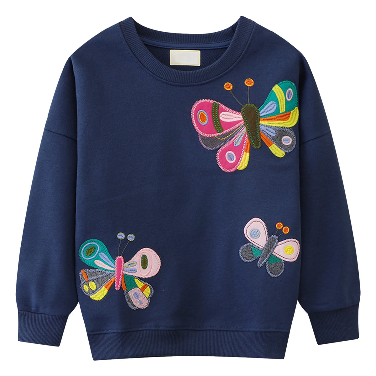 Girls Sweatershirt,Crew Neck Embroidered,Long Sleeve Pullover Toddler Kids Coat,Cotton Shirts,Floral Casual Children's Tops