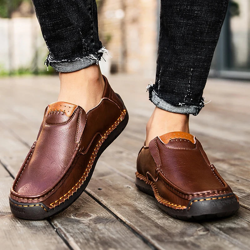 New Men's Flat Casual Shoes Handmade Leather Men Loafers Outdoor Men Shoes Breathable Men Moccasins Men's Sneakers Driving Shoes