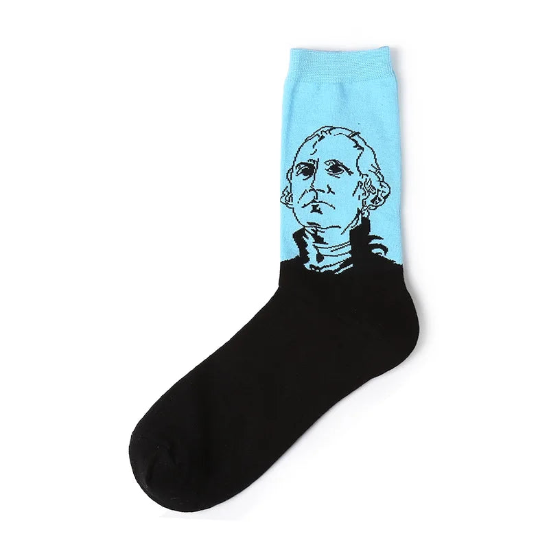 New Men Women Cotton Socks Oil Paiting Socks Celebrity Avatar Art Funny Socks For Couples