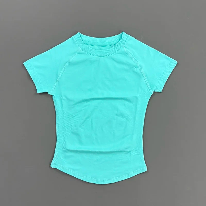 Women Sports T-Shirt Round Neck Short Sleeve Breathable Stretchy Tops Gym Fitness Yoga Running Workout Casual Athletic Shirts