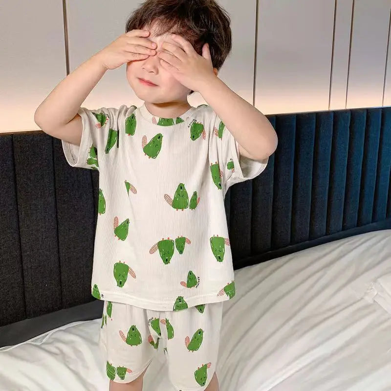 Pajama Set Children Short Sleeve Pajamas Kids Boys Children Summer Sleepwear Pyjama Kpop Boys Pjs Sets Boy's Pajamas for Boy