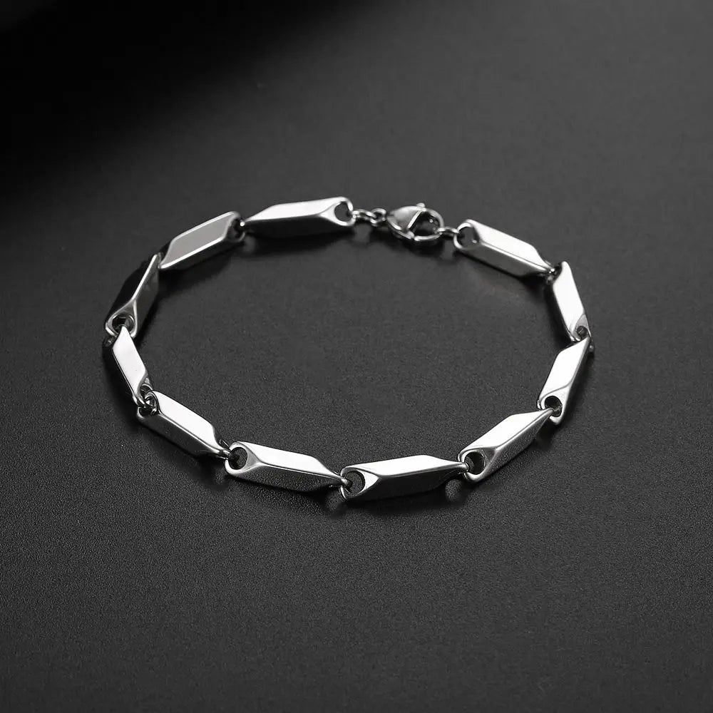 Elegant Couple Simple Personality Hip-hop Exquisite Men Bracelet Geometric Bangle Korean Jewelry Rhombus Chain