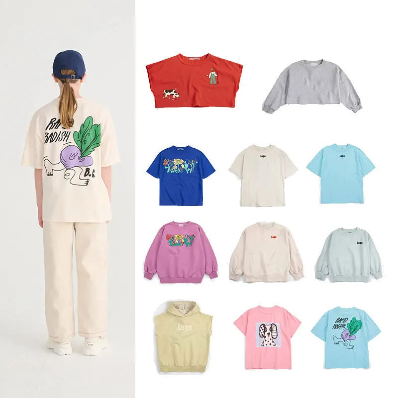 2026BC Kids Sweatshirts Tshirt Spring Cute Print Cotton Pullover Sweaters Baby Boys Girls Child Casual Outwear Tops Clothes