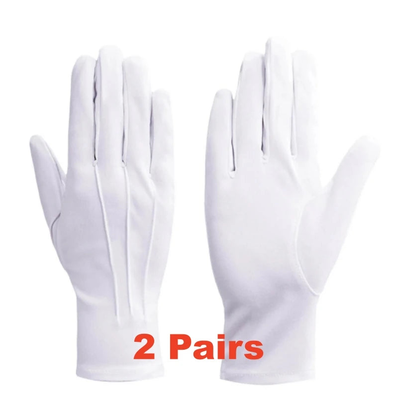 White Cotton Gloves for Men Formal Tuxedo Uniform Gloves Honor Guard Parade Ceremony Costume Cosplay Coin Jewelry Butler Glove