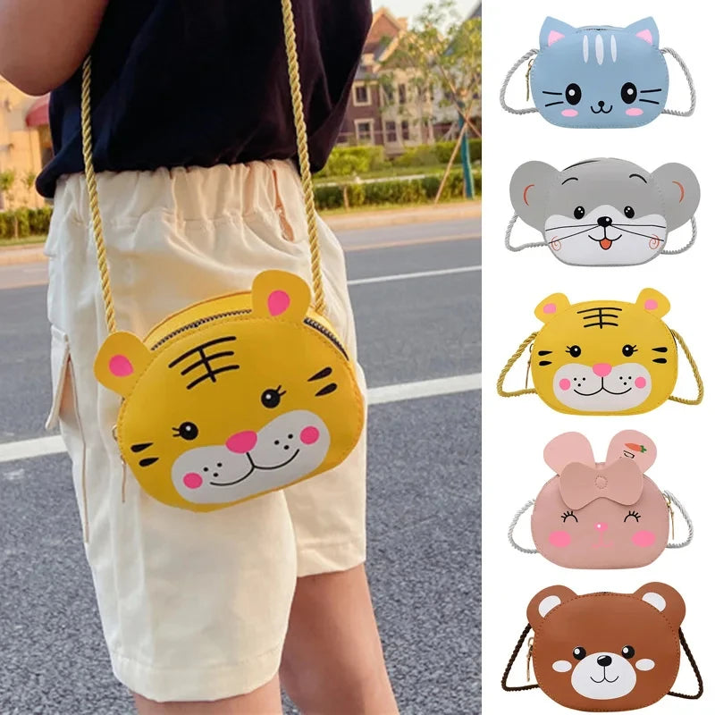 Kids Baby Girls Boys Cartoon Animal Bag Crossbody Design Purse Handbags Bags PU Leather Cute rabbit Snap Shoulder Bag 2024 Gift