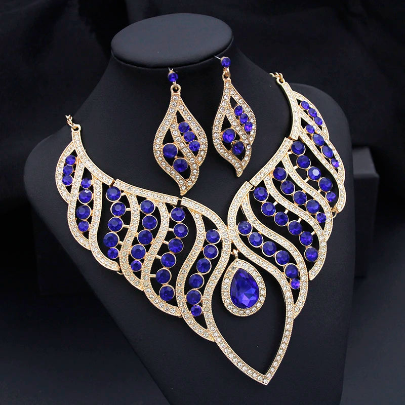 Fashion Jewelry Sets for Women Rhinestone Choker Necklace Sets for Bride Luxury Bridal Wedding Costume Jewelry Party Prom