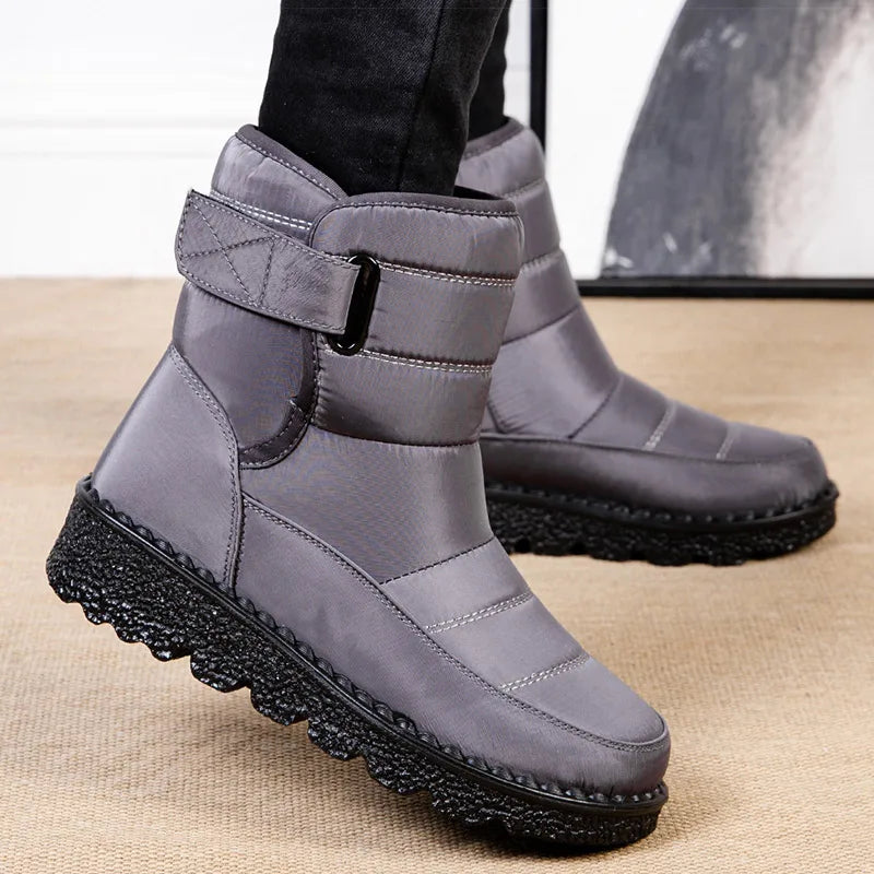 Women's Boots Low Heels Fur Boots For Winter Shoes Woman Waterproof Snow Boots Black Women Rubber Botas Mujer Winter Footwear