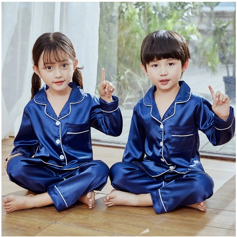 New Lapel Printed Set Long-Sleeved Pajamas Set Girls Bear Cartoon Children's Home Wear Toddler Boy Pyjamas Pjs for Kids