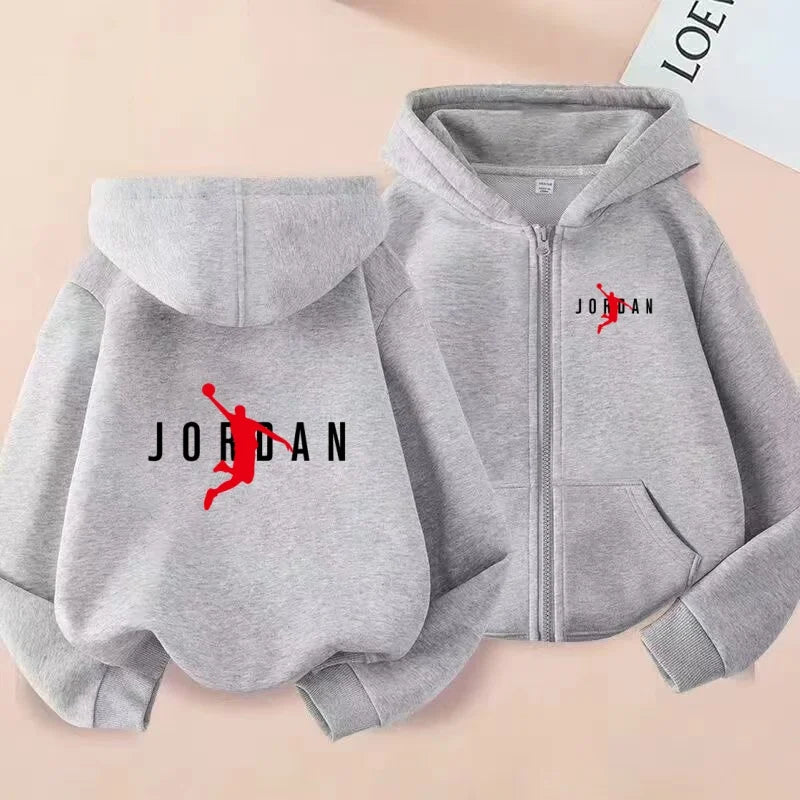 kids Autumn Winter Sweatshirt Basketball Charming Clothing Zipper Style Hoodie Girl Boy 3-12 Years Fashion Blue Black White Coat