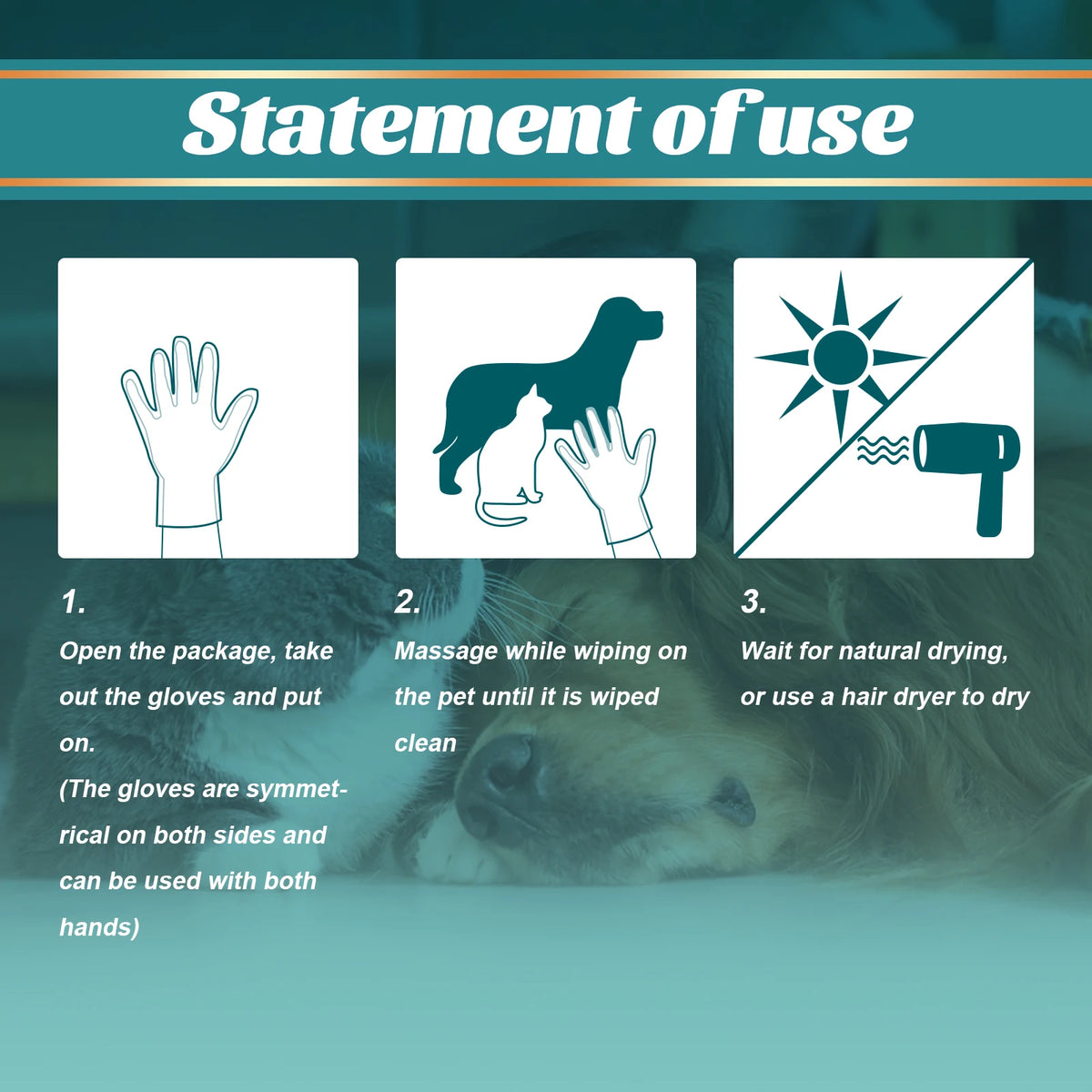 Pet Wash Free Gloves Dry Cleaning Gloves Remove Odors Clean Dirt Portable Pet Daily Cleaning Skin Care Dogs Cats Spa Bath Glove