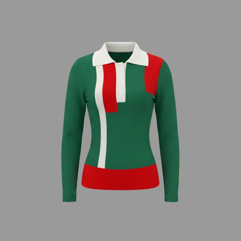 Modigirl Autumn Winter Knit Sweater Tops for Women 2025 Contrast Color Buttoned Skinny Woman Long Sleeves Pullovers Clothes