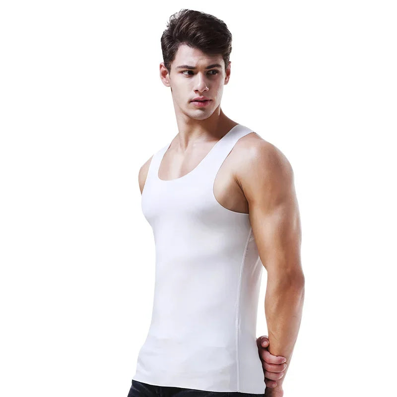 Men's vest, ice-silk seamless fitness tight breathable underwear, youth sports hurdles sleeveless base undershirt