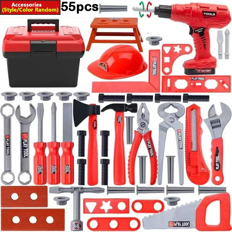 Kids Tools Set Toys 68/55/41/38  Simulated Repair Tool Set Pretend PlayEngineer Plastic Construction Toys Toddler Kids Boys Gift