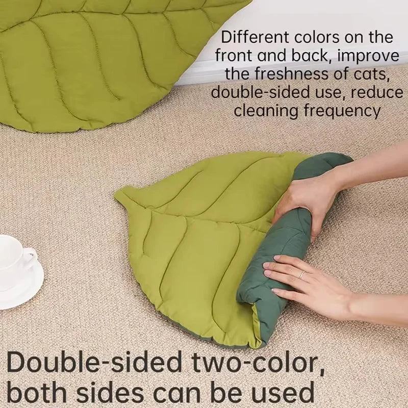 Soft Cotton Leaf Shaped Pet Bed Mat Double Sided Washable Sleep Blanket For Kitten Puppy Dog Comfort Floor Rug Home Pet Pad