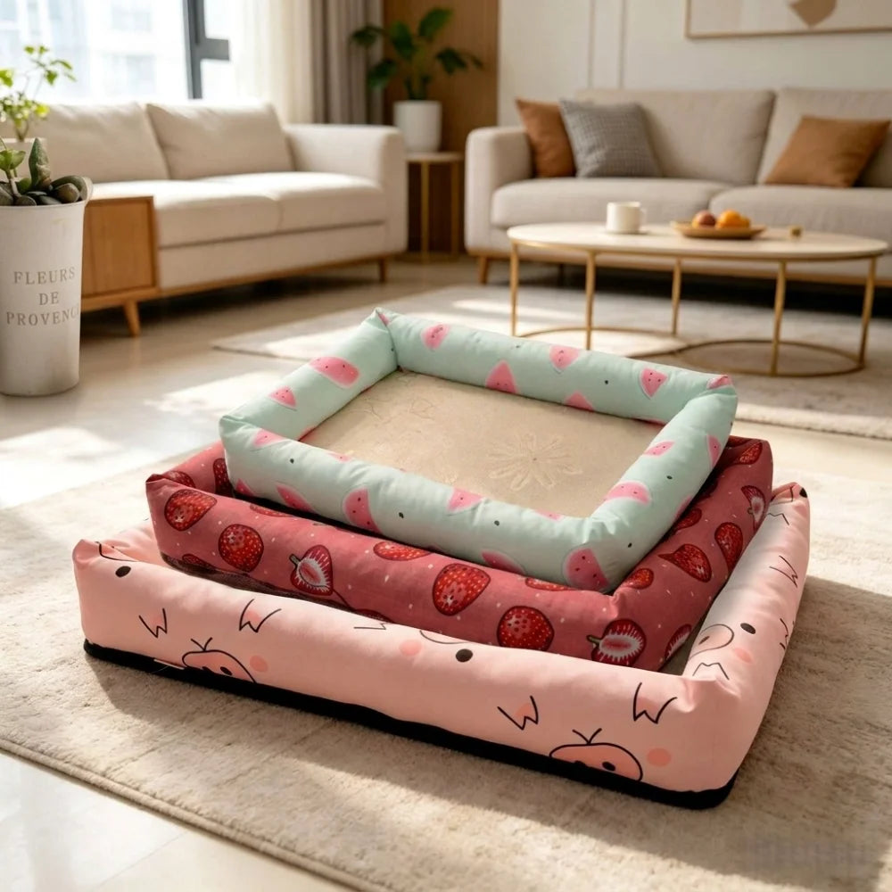 Cooling Fabric Pet Bed for Summer: Breathable Mat for Dogs & Cats, Removable Washable Summer Cooler & Year-Round Cushion