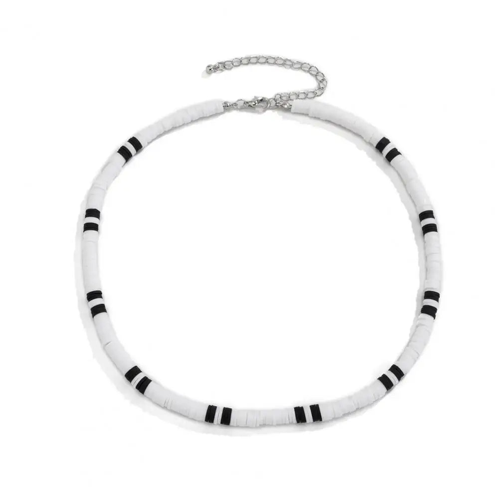 Men Necklace Black White Bicolor Retro Beaded Casual Bohemia Clavicle Necklace Fashion Jewelry For Neck Collar Trendy Girl Gift