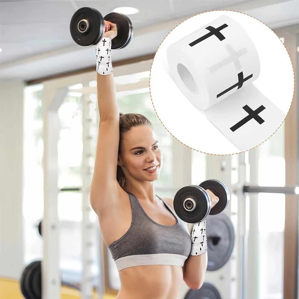 2pcs "+" Sports Wristbands | White Athletic Tape for Gym, Football and Baseball